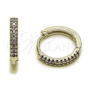 Argolla Huggie 02.267.0120.8.16 Rodio Laminado, con Micro Pave Amatista, Pulido, Rodinado
