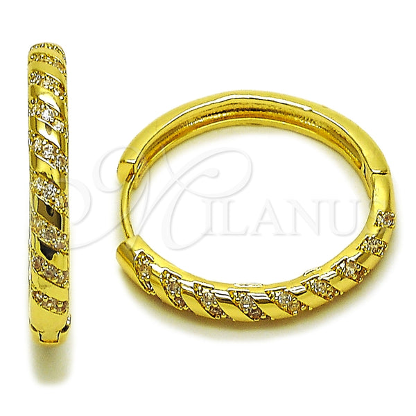 Argolla Huggie 02.267.0121.30 Oro Laminado, con Zirconia Cubica Blanca, Pulido, Tono Dorado