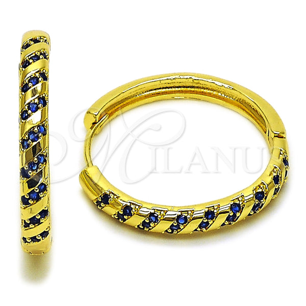 Argolla Huggie 02.267.0121.2.30 Oro Laminado, con Zirconia Cubica Zafiro Azul, Pulido, Tono Dorado