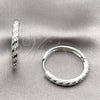 Argolla Huggie 02.267.0121.5.30 Rodio Laminado, con Zirconia Cubica Blanca, Pulido, Rodinado
