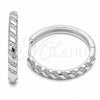Argolla Huggie 02.267.0121.5.30 Rodio Laminado, con Zirconia Cubica Blanca, Pulido, Rodinado