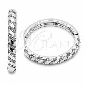 Argolla Huggie 02.267.0121.8.30 Rodio Laminado, con Zirconia Cubica Amatista, Pulido, Rodinado