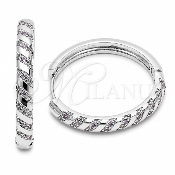 Argolla Huggie 02.267.0121.8.30 Rodio Laminado, con Zirconia Cubica Amatista, Pulido, Rodinado