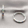 Argolla Huggie 02.267.0121.9.30 Rodio Laminado, con Zirconia Cubica Multicolor, Pulido, Rodinado