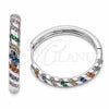 Argolla Huggie 02.267.0121.9.30 Rodio Laminado, con Zirconia Cubica Multicolor, Pulido, Rodinado