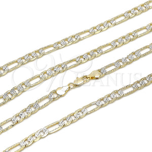 Gargantilla Basica 04.297.0009.24 Oro Laminado, Diseño de Figaro, Diamantado, Dos Tonos (Grosor 06.1 MM, 24 Pulgadas de Largo)