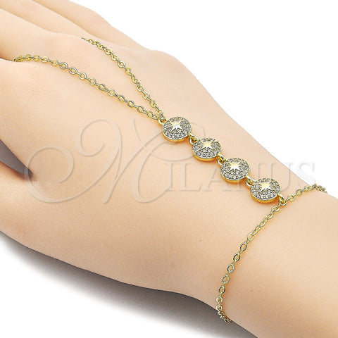 Pulsera Elegante 03.60.0159.07 Oro Laminado, Diseño de Estrella y Rolo, con Micro Pave Blanca, Pulido, Tono Dorado (Grosor 02 MM, 7 Pulgadas de Largo)