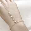 Pulsera Elegante 03.60.0162.07 Oro Laminado, Diseño de Judaica y Estrella, con Zirconia Cubica Blanca y Micro Pave Blanca, Pulido, Tono Dorado (Grosor 01 MM, 7 Pulgadas de Largo)