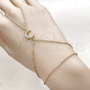 Pulsera Elegante 03.213.0442.13 Oro Laminado, Diseño de Luna y Rolo, con Zirconia Cubica Blanca, Pulido, Tono Dorado (Grosor 01.4 MM, 13 Pulgadas de Largo)