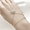 Pulsera Elegante 03.60.0165.13 Oro Laminado, Diseño de Ojo Griego y Rolo, con Zirconia Cubica Blanca, Esmaltado Azul claro, Tono Dorado (Grosor 01 MM, 13 Pulgadas de Largo)