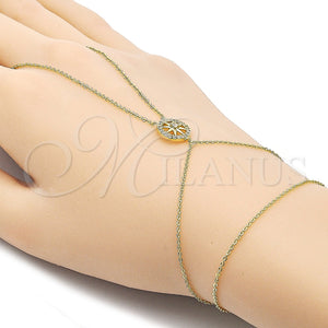 Pulsera Elegante 03.60.0166.13 Oro Laminado, Diseño de Estrella y Rolo, con Micro Pave Blanca y Zirconia Cubica Blanca, Pulido, Tono Dorado (Grosor 01 MM, 13 Pulgadas de Largo)
