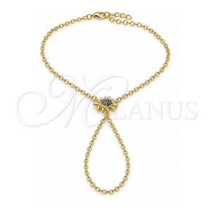 Pulsera Elegante 03.60.0168.13 Oro Laminado, Diseño de Ojo Griego y Rolo, con Micro Pave Zafiro Azul y Blanca, Pulido, Tono Dorado (Grosor 02 MM, 13 Pulgadas de Largo)