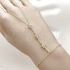 Pulsera Elegante 03.60.0172.07 Oro Laminado, Diseño de Estrella y Cluster, con Zirconia Cubica Turquoise y Micro Pave Blanca, Pulido, Tono Dorado (Grosor 01 MM, 7 Pulgadas de Largo)
