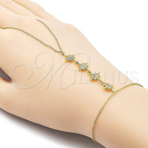 Pulsera Elegante 03.60.0176.07 Oro Laminado, Diseño de Estrella y Rolo, con Micro Pave Blanca, Pulido, Tono Dorado (Grosor 01 MM, 7 Pulgadas de Largo)