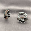 Argolla Huggie 02.210.0900.1.18 Rodio Laminado, con Zirconia Cubica Negro y Micro Pave Blanca, Pulido, Rodinado