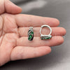 Argolla Huggie 02.210.0901.2.16 Rodio Laminado, Diseño de Gota, con Zirconia Cubica Verde y Micro Pave Blanca, Pulido, Rodinado