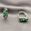 Argolla Huggie 02.210.0901.2.16 Rodio Laminado, Diseño de Gota, con Zirconia Cubica Verde y Micro Pave Blanca, Pulido, Rodinado