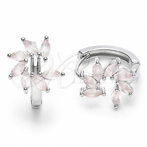 Argolla Huggie 02.210.0904.1.16 Rodio Laminado, con Zirconia Cubica Rose Water Opal, Pulido, Rodinado