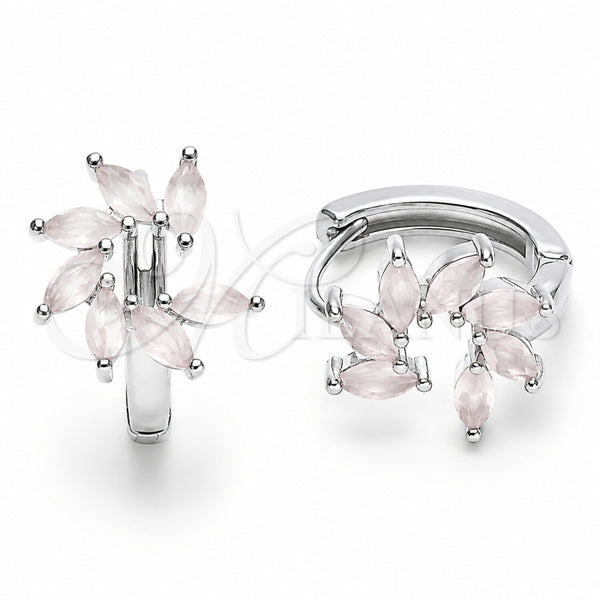 Argolla Huggie 02.210.0904.1.16 Rodio Laminado, con Zirconia Cubica Rose Water Opal, Pulido, Rodinado