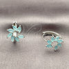 Argolla Huggie 02.210.0904.2.16 Rodio Laminado, Diseño de Flor, con Zirconia Cubica Turquoise, Pulido, Rodinado