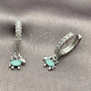 Arete Colgante 02.210.0906.2 Rodio Laminado, Diseño de Caballo, con Zirconia Cubica Chrysolite Opal y Turquoise, Pulido, Rodinado