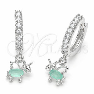 Arete Colgante 02.210.0906.2 Rodio Laminado, Diseño de Caballo, con Zirconia Cubica Chrysolite Opal y Turquoise, Pulido, Rodinado