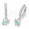 Arete Colgante 02.210.0906.2 Rodio Laminado, Diseño de Caballo, con Zirconia Cubica Chrysolite Opal y Turquoise, Pulido, Rodinado
