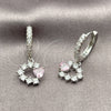 Arete Colgante 02.210.0907 Rodio Laminado, Diseño de Corazón, con Zirconia Cubica Rosado y Blanca, Pulido, Rodinado