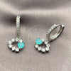 Arete Colgante 02.210.0907.2 Rodio Laminado, Diseño de Corazón, con Zirconia Cubica Light Turquoise y Blanca, Pulido, Rodinado