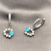Arete Colgante 02.210.0907.3 Rodio Laminado, Diseño de Corazón, con Zirconia Cubica Turquoise y Blanca, Pulido, Rodinado