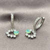 Arete Colgante 02.210.0907.4 Rodio Laminado, Diseño de Corazón, con Zirconia Cubica Chrysolite Opal y Blanca, Pulido, Rodinado