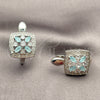 Argolla Huggie 02.210.0890.7.14 Rodio Laminado, Diseño de Cluster y Flor, con Zirconia Cubica Light Turquoise y Blanca, Pulido, Rodinado