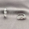 Argolla Huggie 02.210.0909.14 Rodio Laminado, con Zirconia Cubica Rose Water Opal y Blanca, Pulido, Rodinado