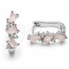 Argolla Huggie 02.210.0909.14 Rodio Laminado, con Zirconia Cubica Rose Water Opal y Blanca, Pulido, Rodinado
