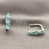 Argolla Huggie 02.210.0909.1.14 Rodio Laminado, con Zirconia Cubica Light Turquoise y Blanca, Pulido, Rodinado