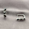 Argolla Huggie 02.210.0909.2.14 Rodio Laminado, con Zirconia Cubica Negro y Blanca, Pulido, Rodinado