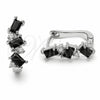 Argolla Huggie 02.210.0909.2.14 Rodio Laminado, con Zirconia Cubica Negro y Blanca, Pulido, Rodinado