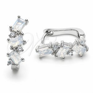 Argolla Huggie 02.210.0909.3.14 Rodio Laminado, con Zirconia Cubica Blanca, Pulido, Rodinado