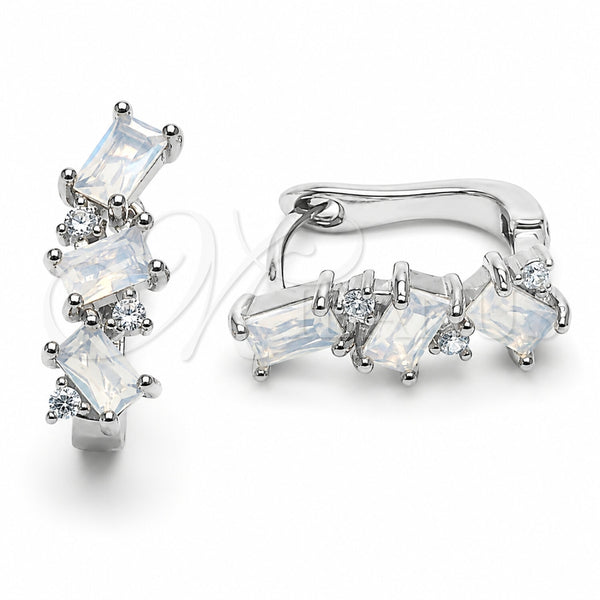 Argolla Huggie 02.210.0909.3.14 Rodio Laminado, con Zirconia Cubica Blanca, Pulido, Rodinado