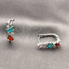 Argolla Huggie 02.210.0909.4.14 Rodio Laminado, con Zirconia Cubica Multicolor y Blanca, Pulido, Rodinado