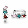 Argolla Huggie 02.210.0909.4.14 Rodio Laminado, con Zirconia Cubica Multicolor y Blanca, Pulido, Rodinado