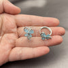 Argolla Huggie 02.210.0874.1.18 Rodio Laminado, Diseño de Mariposa, con Zirconia Cubica Turquoise y Blanca, Pulido, Rodinado