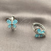 Argolla Huggie 02.210.0874.1.18 Rodio Laminado, Diseño de Mariposa, con Zirconia Cubica Turquoise y Blanca, Pulido, Rodinado