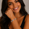Pulsera Tennis 03.266.0039.07 Rodio Laminado, Diseño de Cluster, con Zirconia Cubica Multicolor y Blanca, Pulido, Rodinado (Grosor 08.8 MM, 7 Pulgadas de Largo)