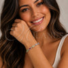 Pulsera Elegante 03.130.0029.1.07 Rodio Laminado, Diseño de Cluster y Baguette, con Zirconia Cubica Multicolor y Blanca, Pulido, Rodinado (Grosor 02 MM, 7 Pulgadas de Largo)