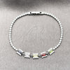 Pulsera Elegante 03.130.0029.1.07 Rodio Laminado, Diseño de Cluster y Baguette, con Zirconia Cubica Multicolor y Blanca, Pulido, Rodinado (Grosor 02 MM, 7 Pulgadas de Largo)