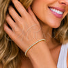 Pulsera Tennis 03.130.0046.07 Oro Laminado, Diseño de Gota, con Zirconia Cubica Blanca, Pulido, Tono Dorado (Grosor 03 MM, 7 Pulgadas de Largo)