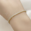 Pulsera Tennis 03.130.0046.07 Oro Laminado, Diseño de Gota, con Zirconia Cubica Blanca, Pulido, Tono Dorado (Grosor 03 MM, 7 Pulgadas de Largo)