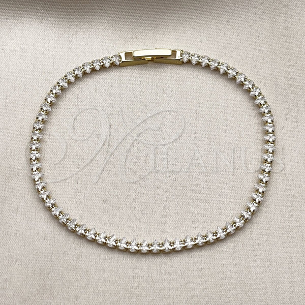Pulsera Tennis 03.130.0046.07 Oro Laminado, Diseño de Gota, con Zirconia Cubica Blanca, Pulido, Tono Dorado (Grosor 03 MM, 7 Pulgadas de Largo)