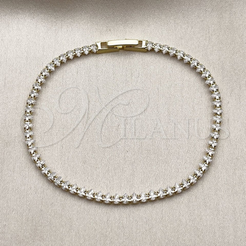 Pulsera Tennis 03.130.0046.07 Oro Laminado, Diseño de Gota, con Zirconia Cubica Blanca, Pulido, Tono Dorado (Grosor 03 MM, 7 Pulgadas de Largo)